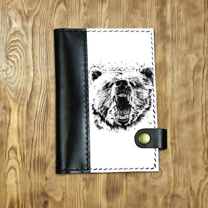 Обложка на автодокументы на кнопке, комбинированная 