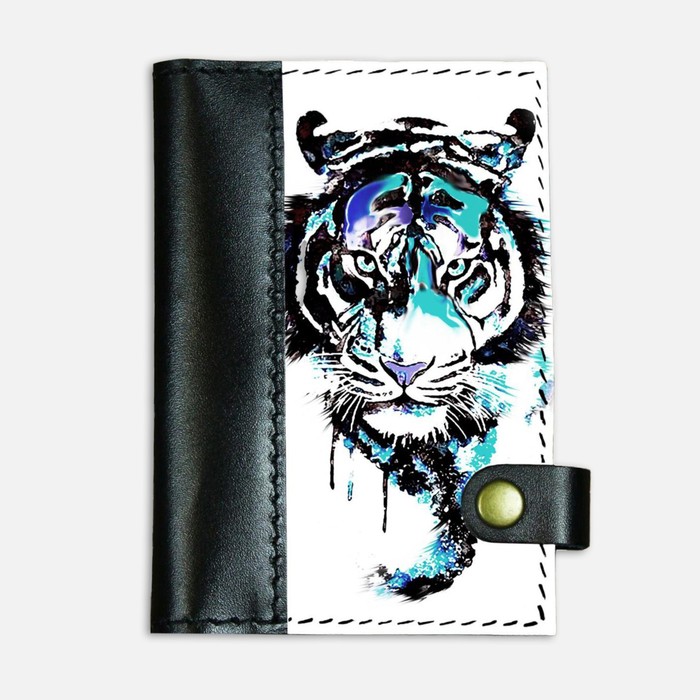 Обложка на автодокументы на кнопке, комбинированная 