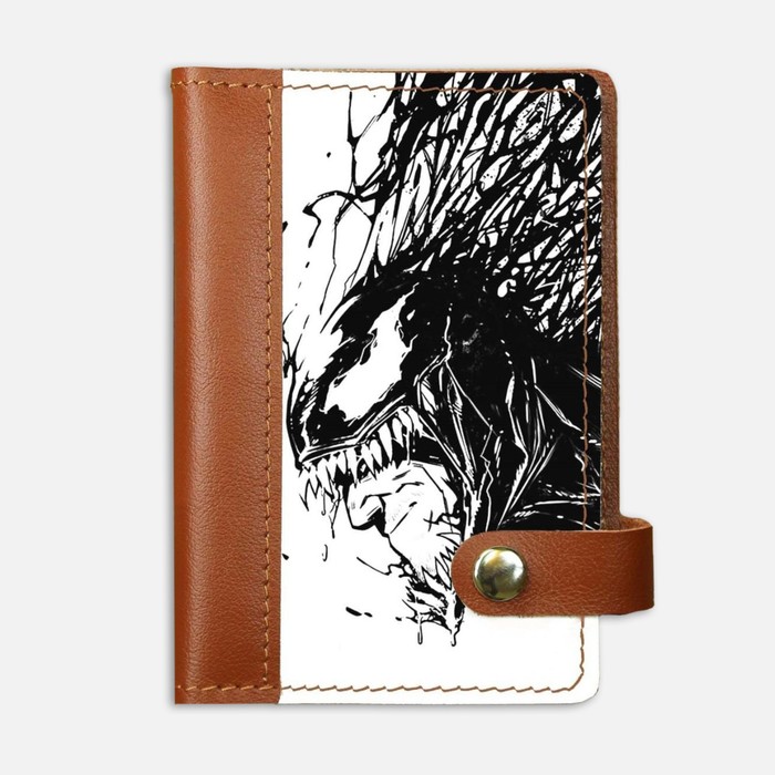 Обложка на автодокументы на кнопке комбинированная белая вставка 