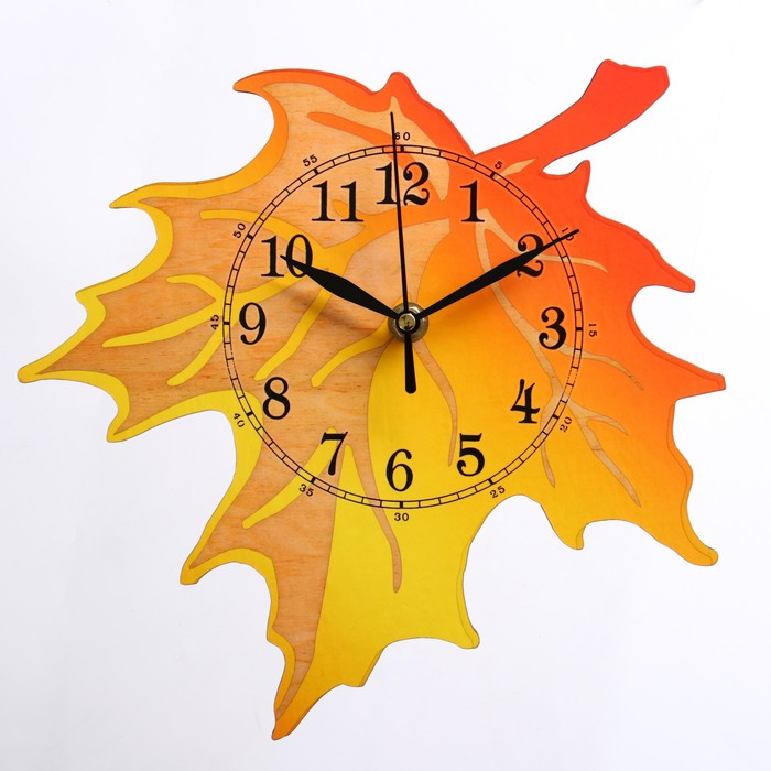 Часы настенные, серия: Детские, Осенний лист, дискретный ход, 27 х 25 см