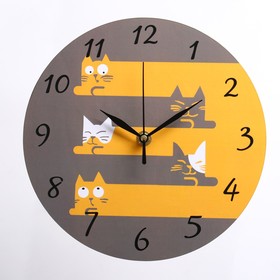 Часы настенные "Коты", d=23.5. плавный ход, стрелки микс