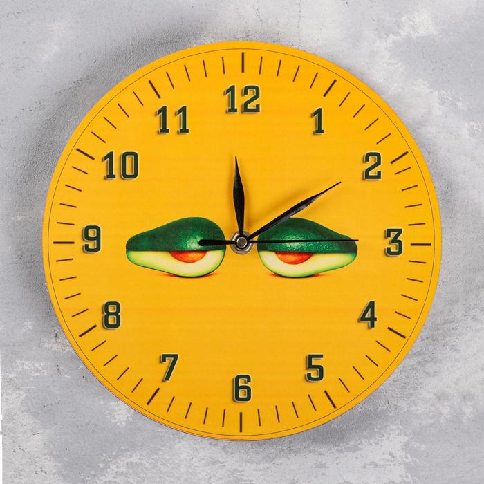 фото Часы настенные "авокадо", d=23.5. плавный ход, стрелки микс