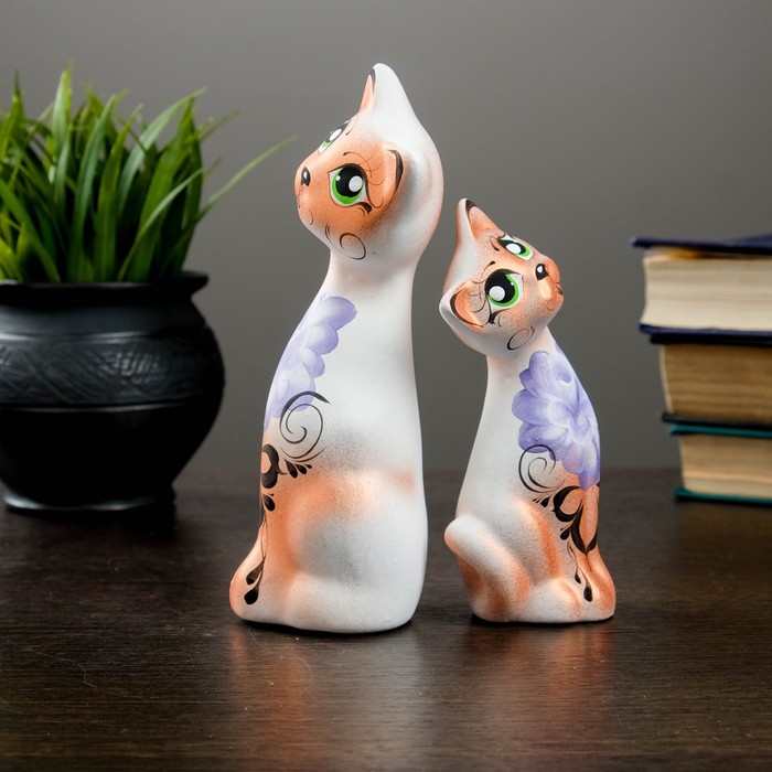 Сувенир Набор "Love Коты" ушастые, 2 шт белые, медь, микс