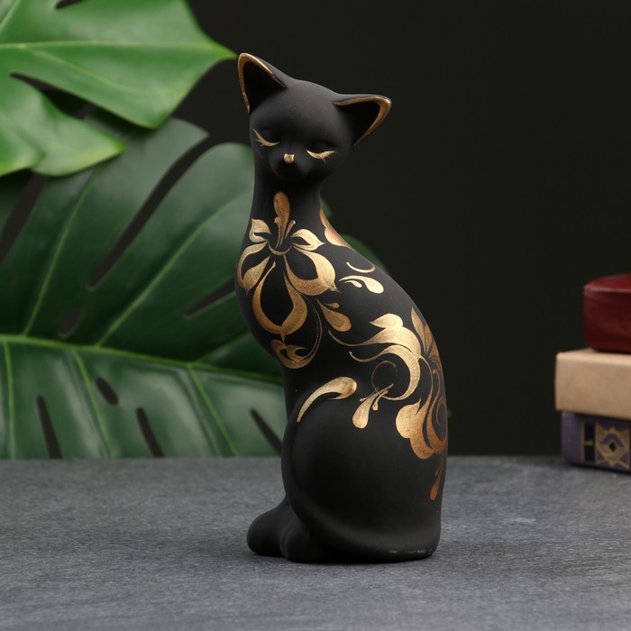 Фигура Кошка ушастая 7х8х19см черная фигура кошка багира черная влево роспись 5х4х20см