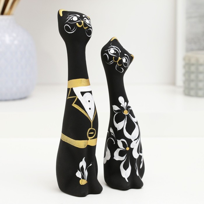 Сувенир Набор "Love Коты" малые, 2 шт. черные