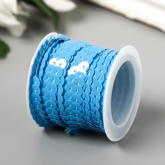 фото Нить из пайеток на бобине "кругляши пастель голубые" намотка 5 метров d-0,6 см арт узор