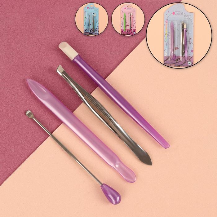 Набор маникюрный, 4 предмета, цвет МИКС