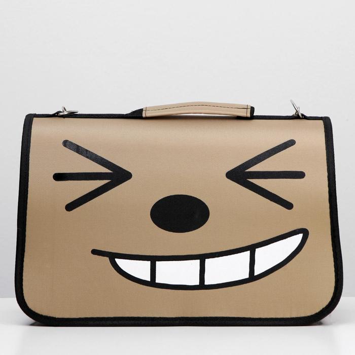 

Сумка - переноска для животных "Улыбка", каркасная, размер S, 37,5 х 17 х 22 см, коричневая