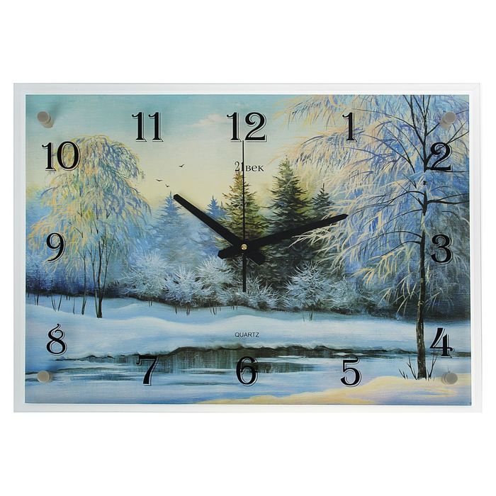 Часы настенные прямоугольные "Зима" микс 40х56 см