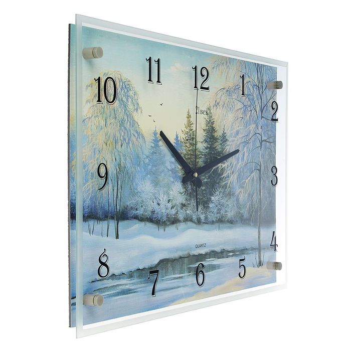 Часы настенные прямоугольные "Зима" микс 40х56 см