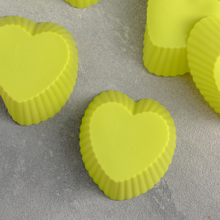 Набор форм для выпечки 7х3х6 см "Риб.Сердце", 6 шт, цвета МИКС