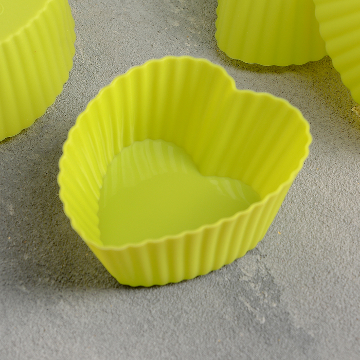 Набор форм для выпечки 7х3х6 см "Риб.Сердце", 6 шт, цвета МИКС