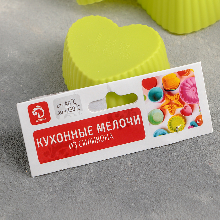 Набор форм для выпечки 7х3х6 см "Риб.Сердце", 6 шт, цвета МИКС