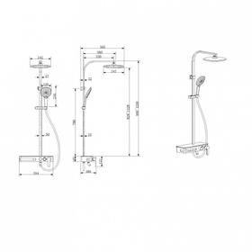 

Душевая система BRAVAT Meissen F6277312CP-A-ENG, с тропическим душем и полкой, хром
