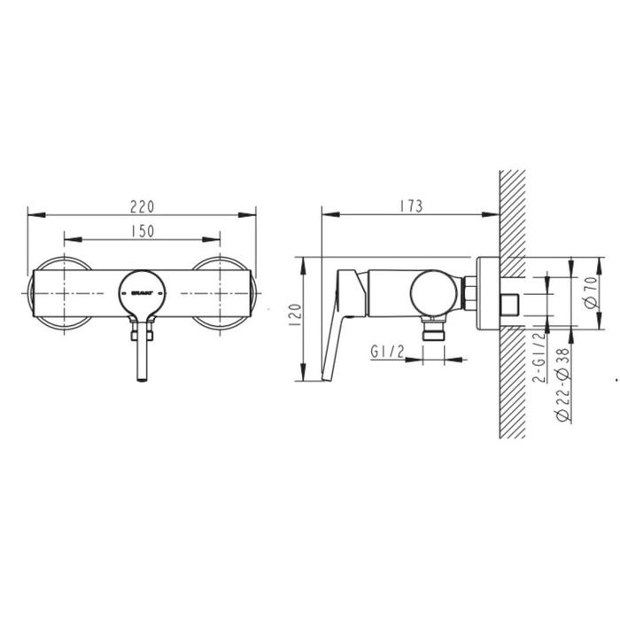 

Смеситель для душа BRAVAT Palace F9172217CP-01-RUS, однорычажный, латунь, хром