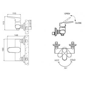 

Смеситель для душа BRAVAT Pure F9105161C-01, однорычажный, латунь, хром