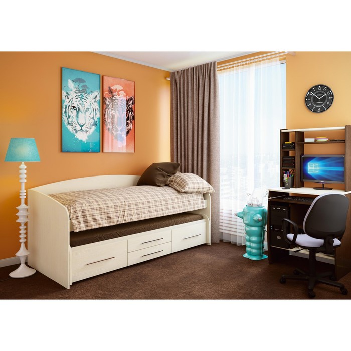 Кровать двухъярусная Адель-5  800×1900 вудлайн кремовый