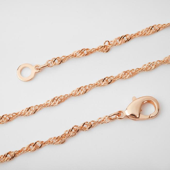 фото Цепь "кордовое плетение", каплевидный карабин с плоской петлёй, цвет золото, ширина 2 мм, l=62