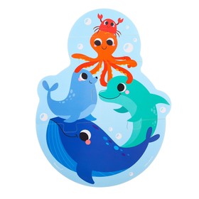 Мягкий пазл для малышей «Пирамидка: Морские животные», 5 деталей, Крошка Я