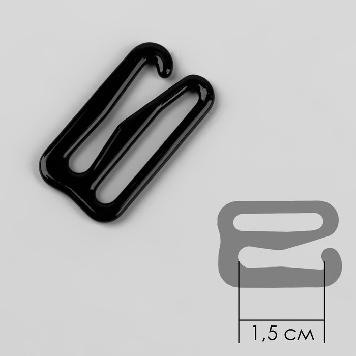 Набор для бретелей металлический: крючки, кольца, регуляторы, 15 мм, цвет чёрный