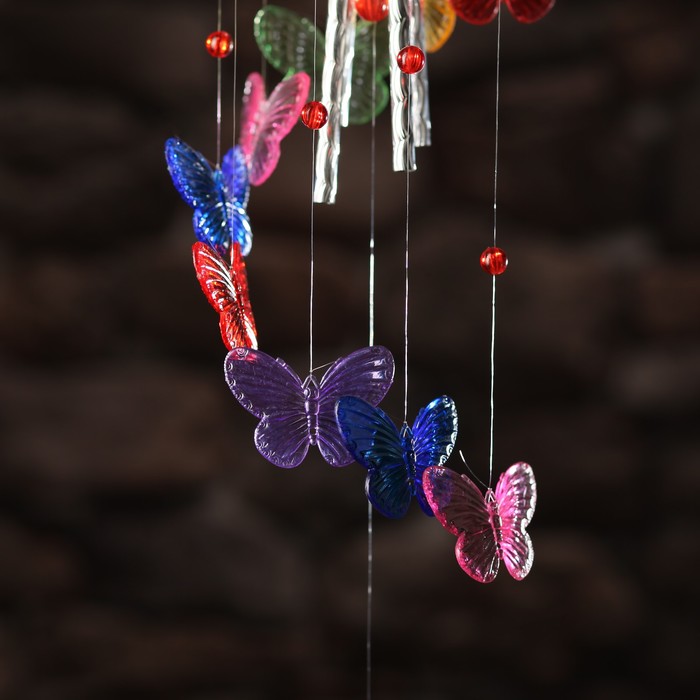 Музыка ветра "Бабочки" 4 трубочки, 11 фигурок