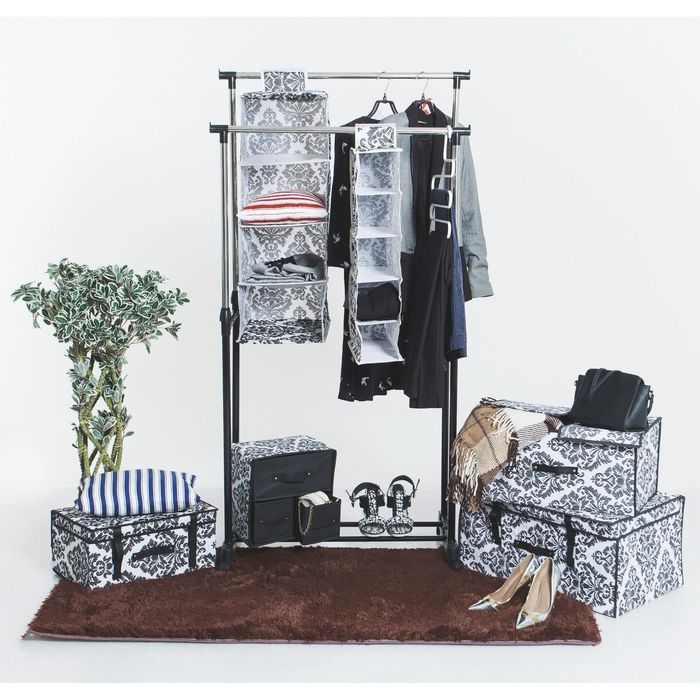 Короб, 3 выдвижных ящика 30х30х22 см "Вензель", цвет чёрно-белый