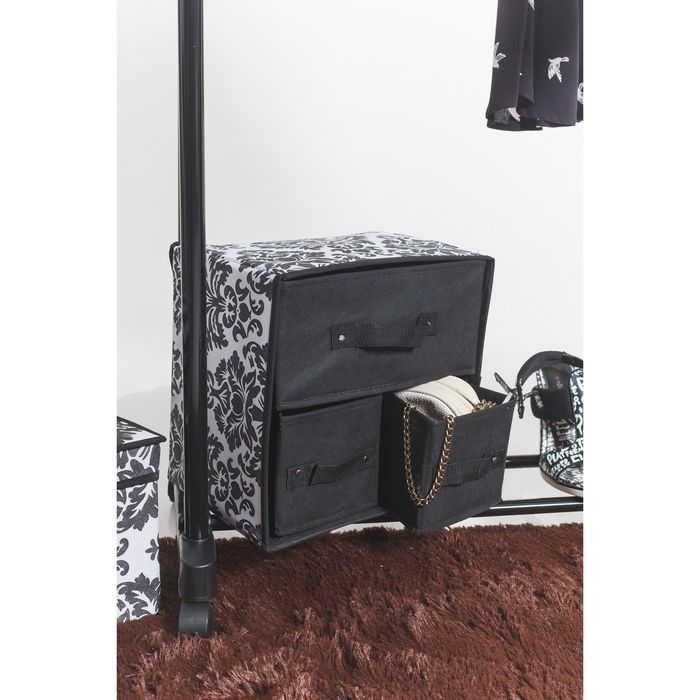 Короб, 3 выдвижных ящика 30х30х22 см "Вензель", цвет чёрно-белый