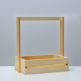 

Кашпо деревянное 32,5×20,5×35(9) см, с ручкой, с прорезью