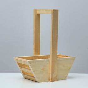 

Кашпо деревянное 29×16,5×35(11) см "Корзинка", с ручкой, с прорезью