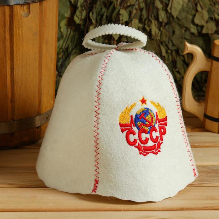 

Шапка для бани и сауны с вышивкой "СССР"
