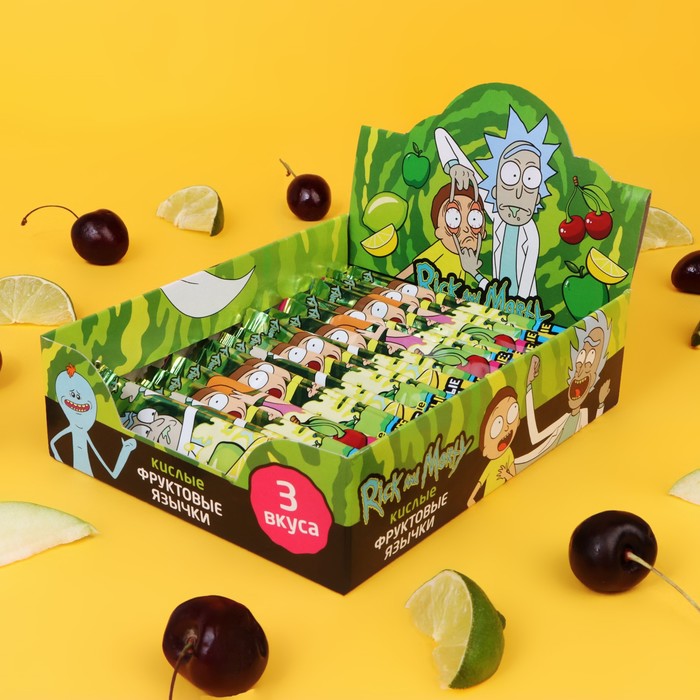 фото Конфета жевательная «рик и морти» фруктовые язычки, 10 г