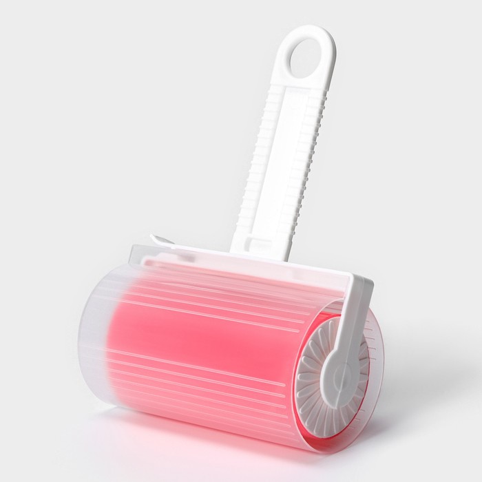 Ролик для чистки одежды в футляре силиконовый, 17×11×6 см, цвет розовый
