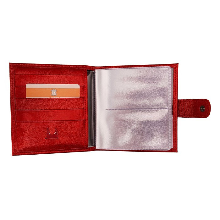 Визитница, 2 ряда, 16 листов, цвет красный