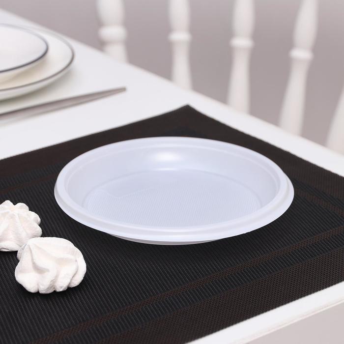 Набор тарелок десертных одноразовых d=17 см, цвет белый, 12 шт