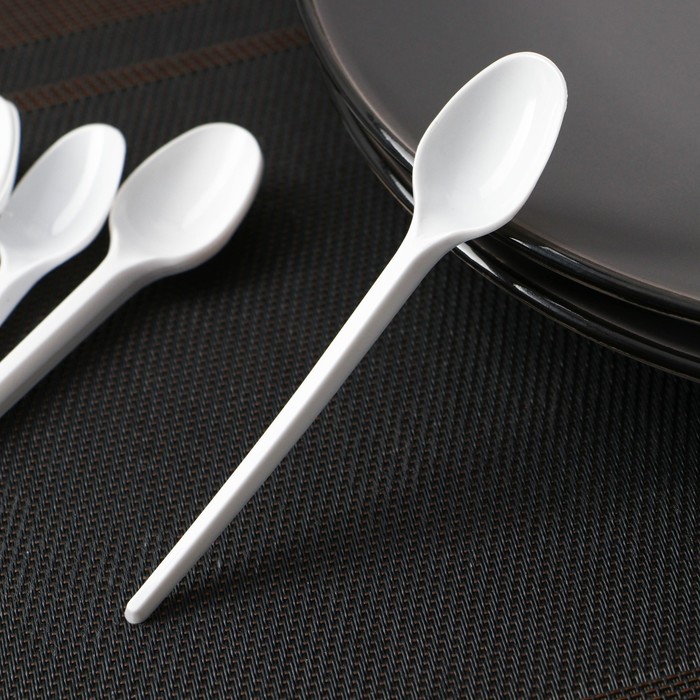 Ложка одноразовая чайная 12,5 см, цвет белый, набор 12 шт