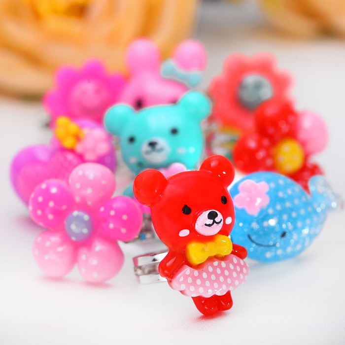 Кольцо детское "Выбражулька" цветочное ассорти, форма МИКС, цвет МИКС, безразмерное