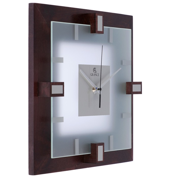 Часы настенные деревянные "Grance", матовое стекло