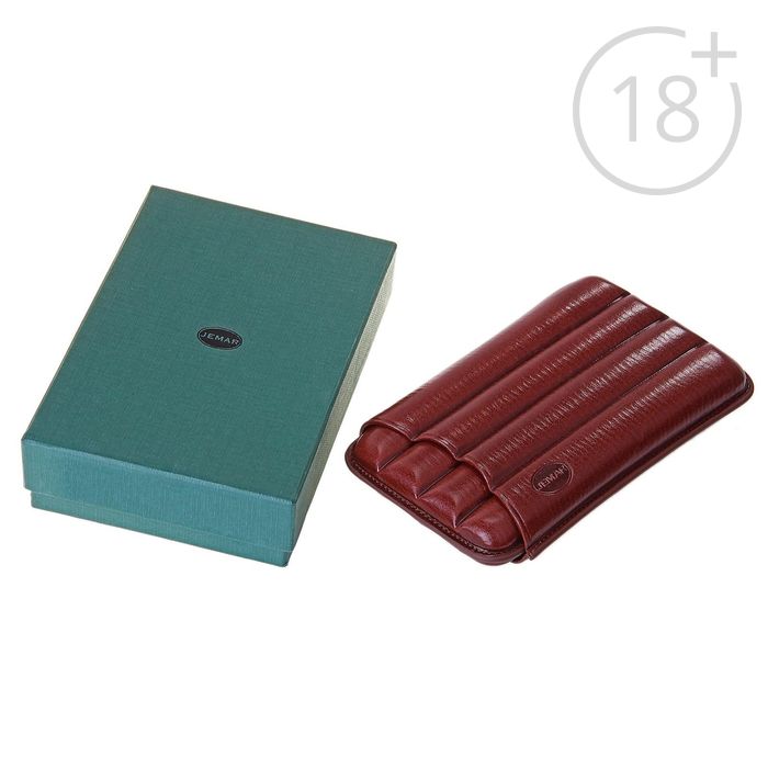 Портсигар темно-коричневого цвета для 4 сигар диаметром 1,8 см