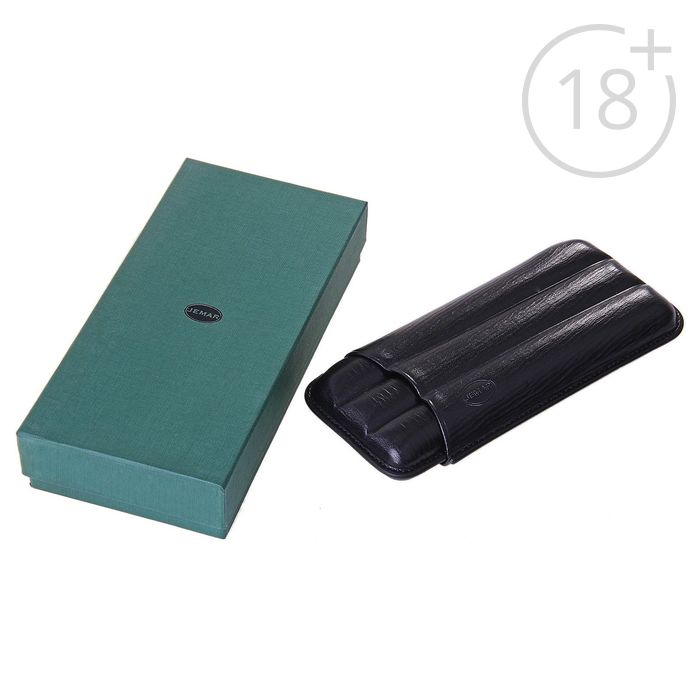 Портсигар черный для 3 сигар d 2,1 см