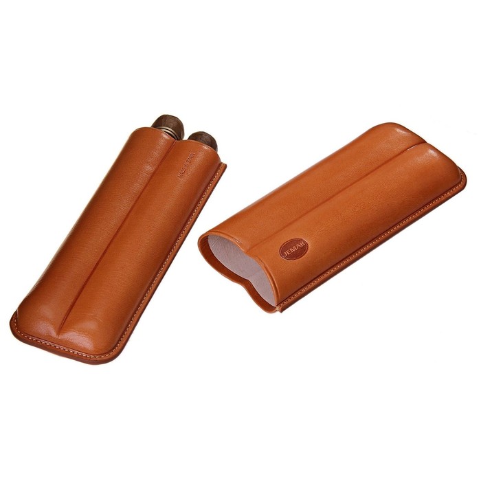 Портсигар светло-коричневый, для 2 сигар, d = 2,4 см, 7 × 3 × 18 см