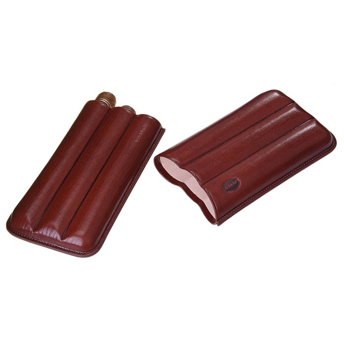 Портсигар темно-коричневый, для 3 сигар, d = 2,4 см, 18,5 × 10 × 3,5 см