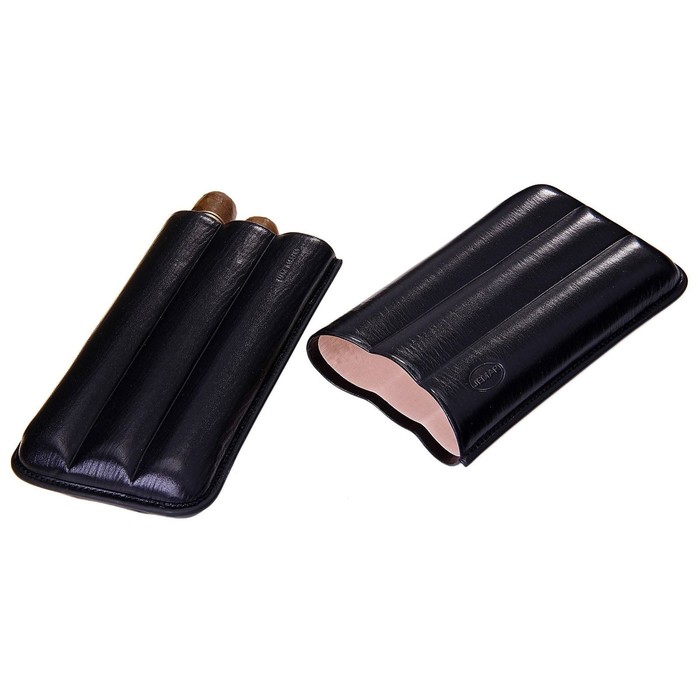 Портсигар черный для 3 сигар D 2,4 см, 18,5 × 10 × 4 см
