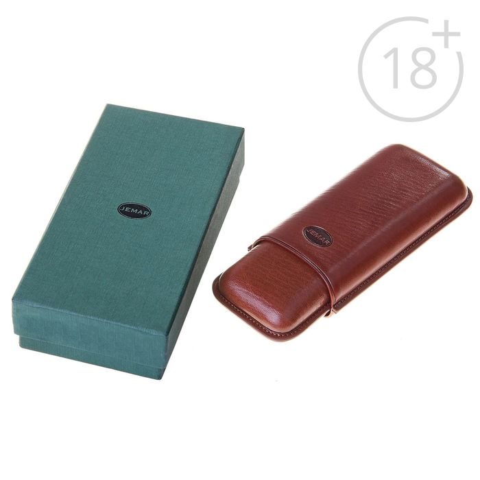 Портсигар темно-коричневого цвета для 2 сигар диаметром 2,1 см