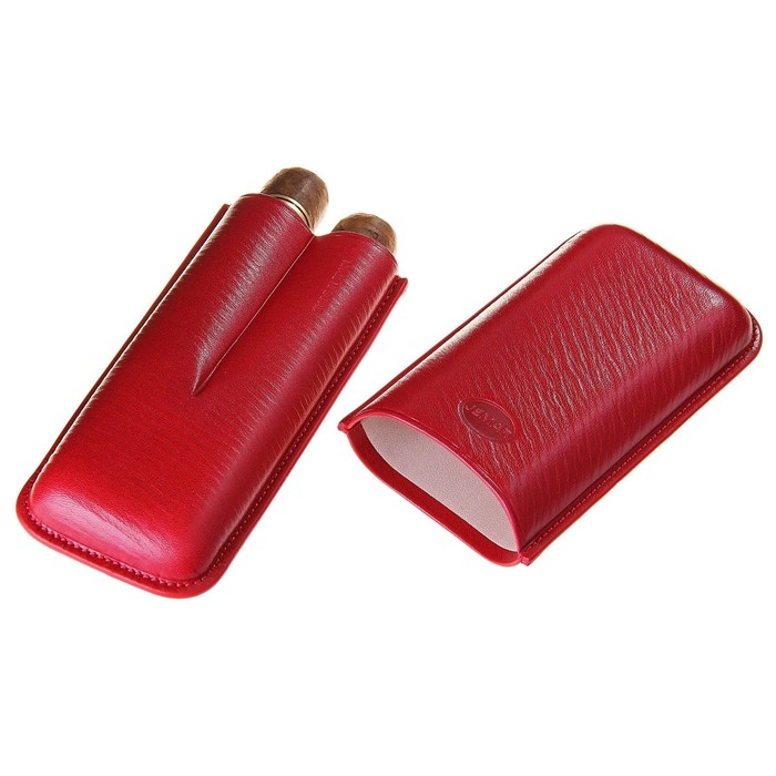 Портсигар красный для 2 сигар D 2,1 см, 14,5 × 7,5 × 3,5 см
