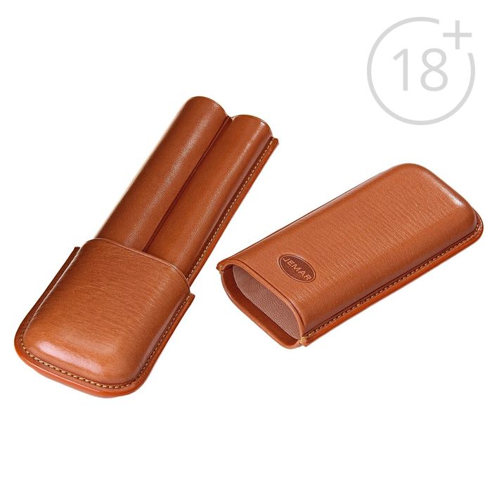 Портсигар светло-коричневый, для 2 сигар, d = 1,8 см, 6 × 18 × 3 см