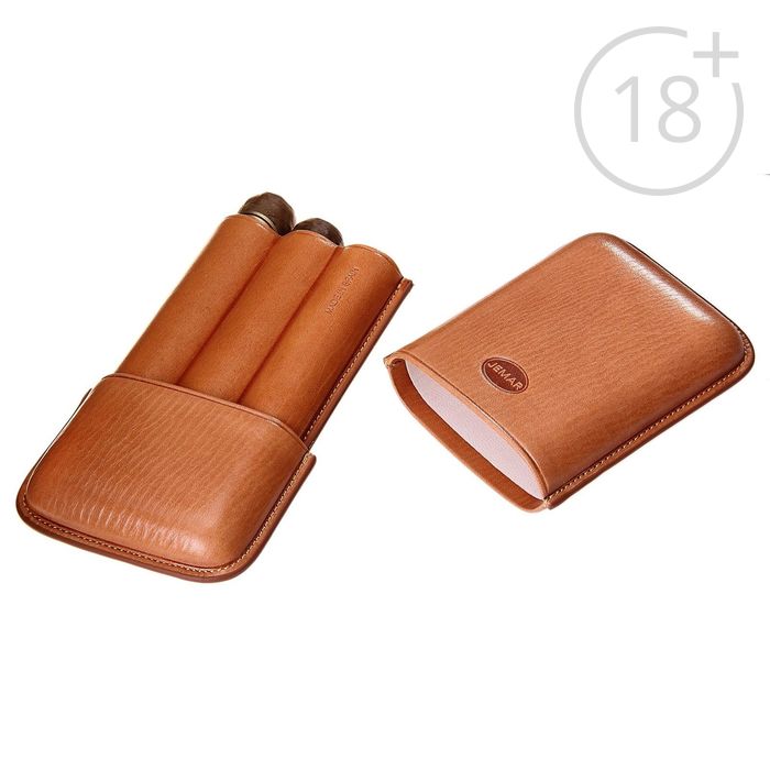 Портсигар светло-коричневый, для 3 сигар, d = 2,1 см, 16 × 9 × 3,5 см