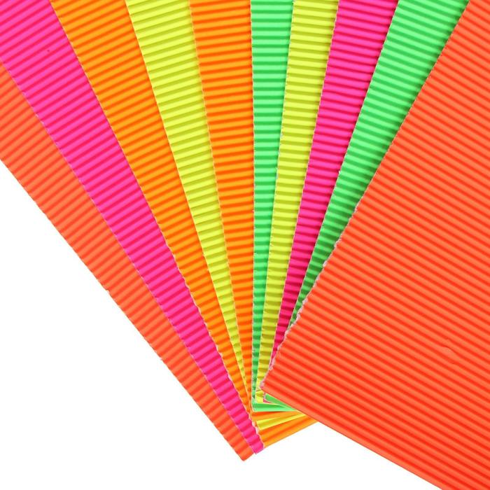 Картон цветной А4 10л 6цв ГОФРИРОВАННЫЙ НЕОН Школа талантов