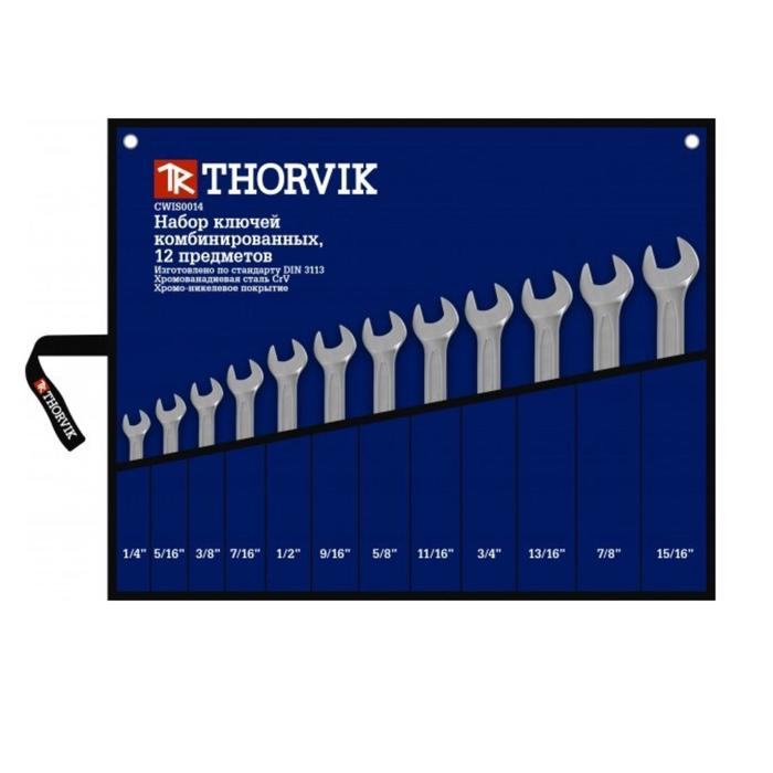 

Набор ключей Thorvik 52916, комбинированных, в сумке, дюймовых, 1/4"--15/16", 12 предметов