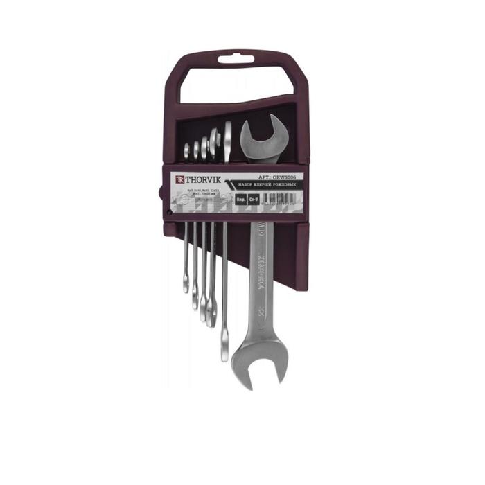 Набор ключей OEWS006 Thorvik 52008, рожковых, на держателе , 6-22 мм, 6 предметов набор ключей oews006 thorvik 52008 рожковых на держателе 6 22 мм 6 предметов
