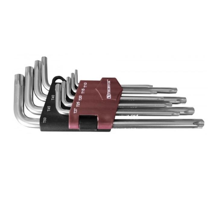 Набор ключей торцевых TK9S Thorvik 53120, TORX, удлиненных, Т10-T50, 9 предметов набор ключей torx er 25107lt г образных удлиненных t10 t40 7 предметов эврика